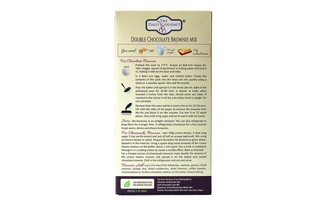 The Daily Gourmet Double Chocolate Brownie Mix   Pack  300 grams